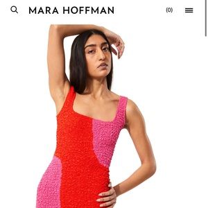 Mara Hoffman Sloan dress xxs pink and red